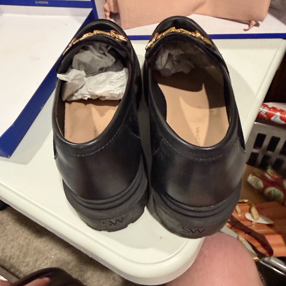 Stuart Weitzman Owen Buckle Ultra Black Velvet Loafers -Womens Size 41.5/10.5-11 - Picture 3 of 7